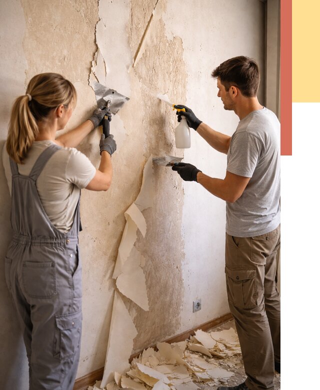 Снятие старых обоев в Лениногорске от 5418 руб. под ключ недорого | ОТДЕЛОЧНИК-Лнр