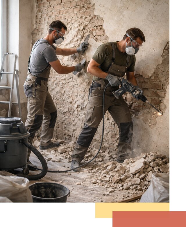 Демонтаж штукатурки со стен в Лениногорске быстро и аккуратно