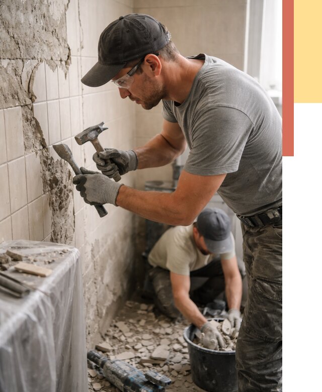 Демонтаж плитки со стен в Лениногорске от 877 руб. — быстро и недорого | ОТДЕЛОЧНИК-Лнр