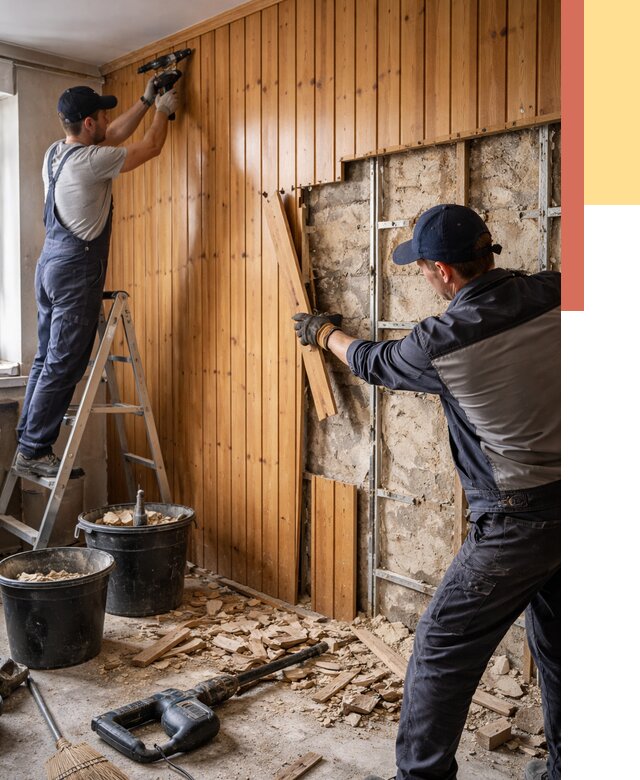 Демонтаж вагонки со стен в Лениногорске от 1496 руб. — снятие, удаление, срочно | ОТДЕЛОЧНИК-Лнр