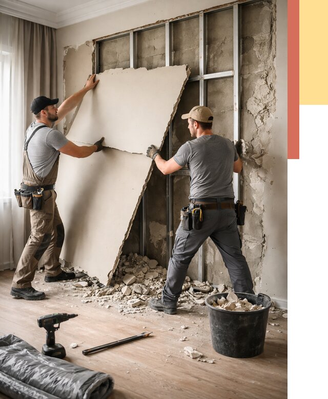 Демонтаж гипсокартона со стен в Лениногорске от 361 руб. — услуги демонтажа | ОТДЕЛОЧНИК-Лнр