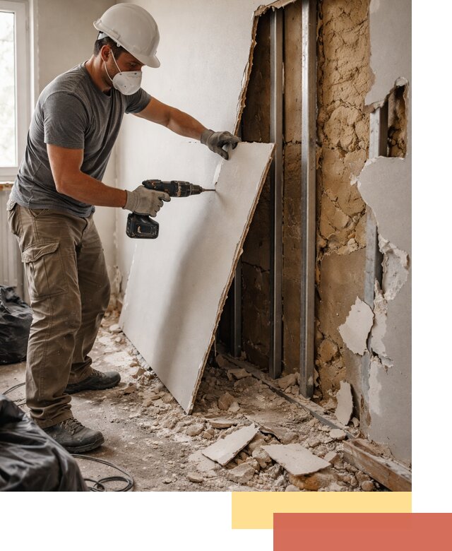 Демонтаж гипсокартона со стен в Лениногорске качественно и быстро