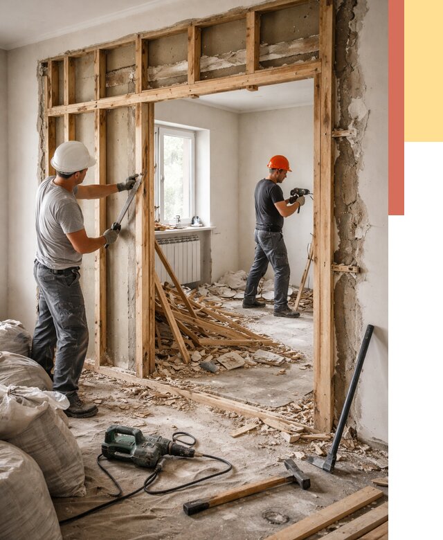 Демонтаж деревянных перегородок в Лениногорске от 3302 руб. — быстро и недорого | ОТДЕЛОЧНИК-Лнр