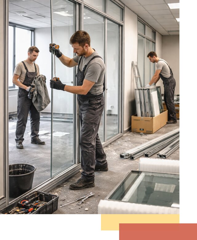 Демонтаж стеклянных перегородок в Лениногорске быстро и безопасно