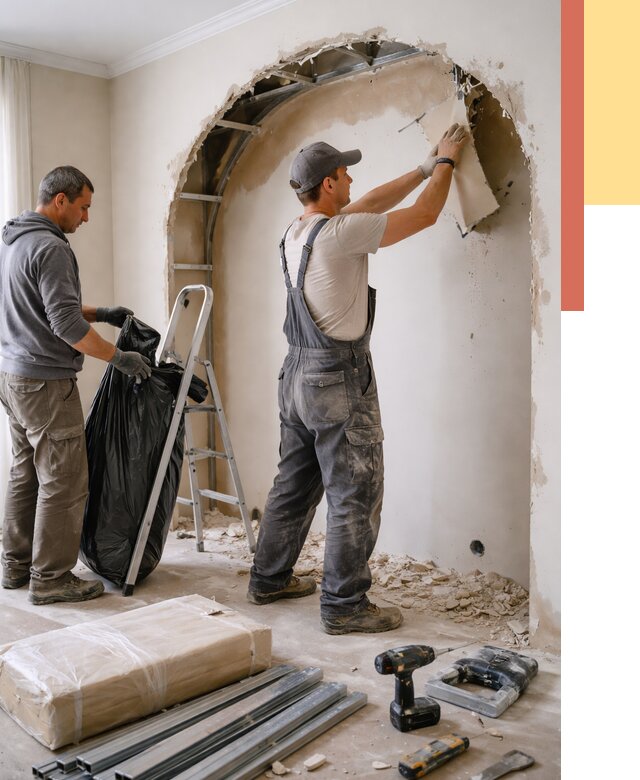 Демонтаж арки из гипсокартона в Лениногорске от 3612 руб. — услуги под ключ | ОТДЕЛОЧНИК-Лнр