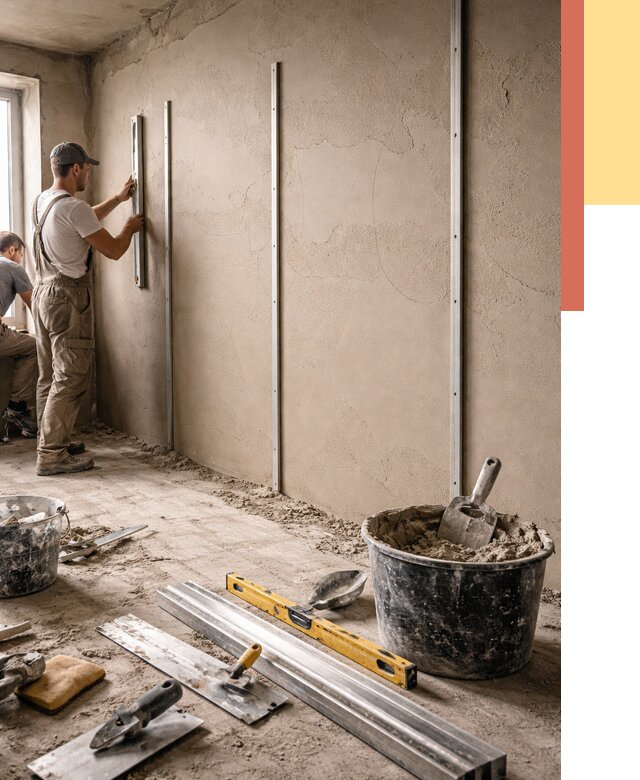 Штукатурка стен по маякам в Лениногорске от 5676 руб./м² — выравнивание под ключ | ОТДЕЛОЧНИК-Лнр