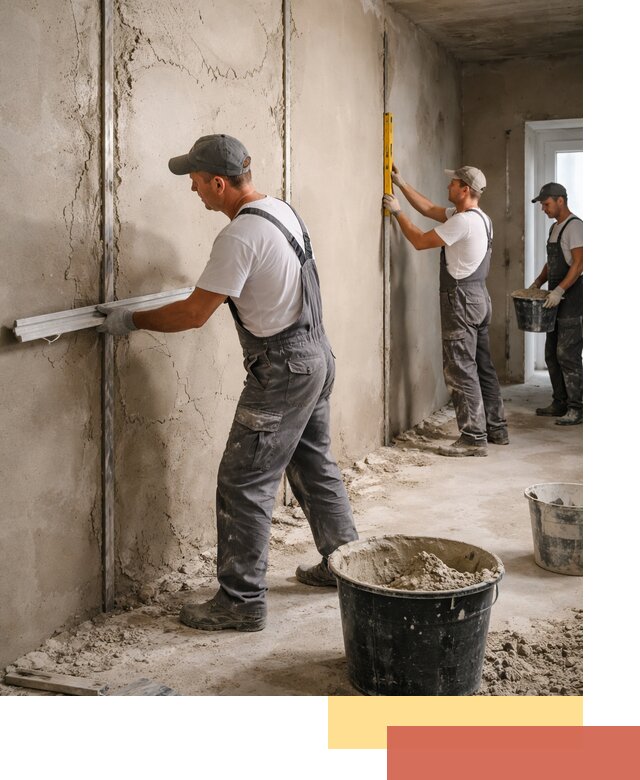 Штукатурка стен по маякам в Лениногорске — точная и ровная поверхность