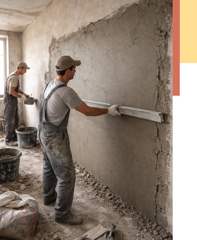 Цементная штукатурка стен в Лениногорске от 4644 руб/м2 — быстро и недорого | ОТДЕЛОЧНИК-Лнр