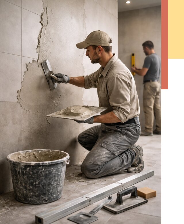 Штукатурка стен в ванной в Лениногорске от 4644 руб./м² — выравнивание под ключ | ОТДЕЛОЧНИК-Лнр