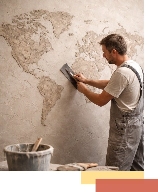 Декоративная штукатурка «Карта мира» под ключ в Лениногорске