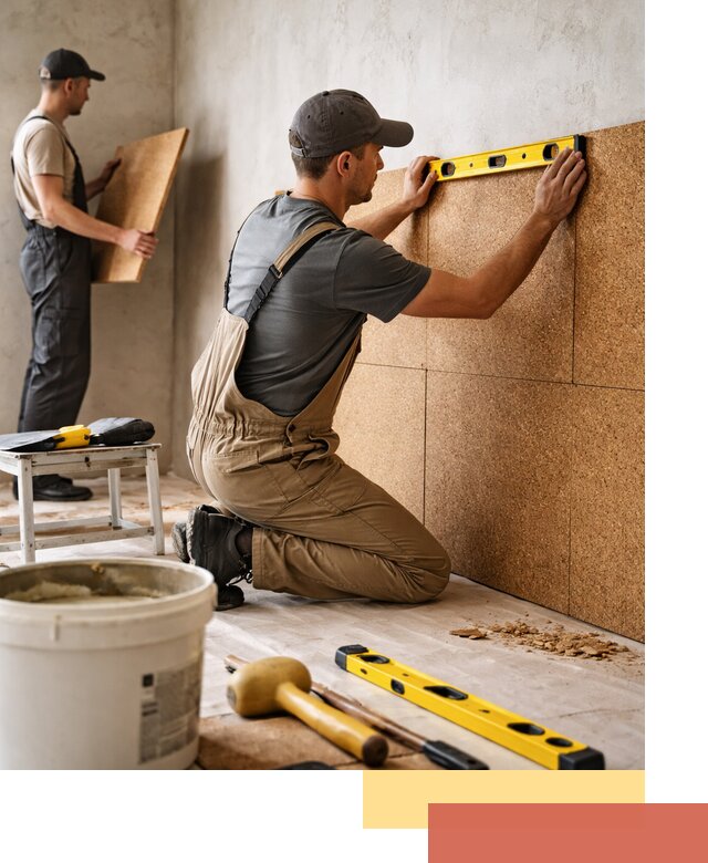 Монтаж пробковых панелей на стены в Лениногорске быстро и качественно