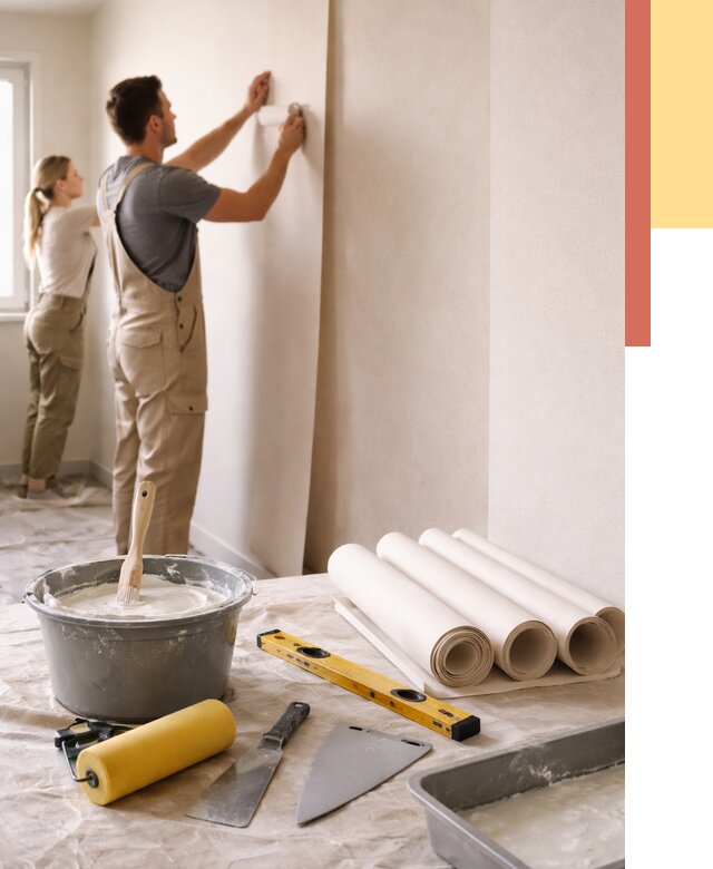 Поклейка бумажных обоев в Лениногорске от 5676 руб./м2 — быстро и недорого | ОТДЕЛОЧНИК-Лнр