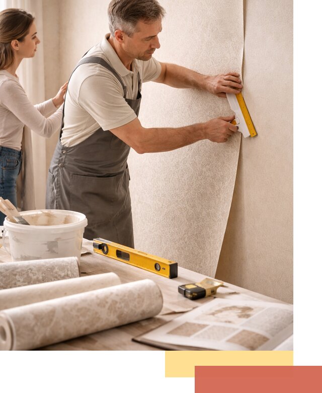 Поклейка обоев с подбором рисунка в Лениногорске