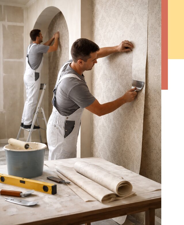 Поклейка обоев на сложные стены в Лениногорске от 2890 руб. под ключ | ОТДЕЛОЧНИК-Лнр