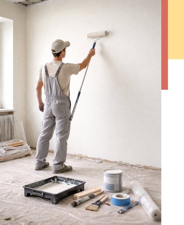 Покраска стен водоэмульсионной краской в Лениногорске от 464 руб. за м² | ОТДЕЛОЧНИК-Лнр