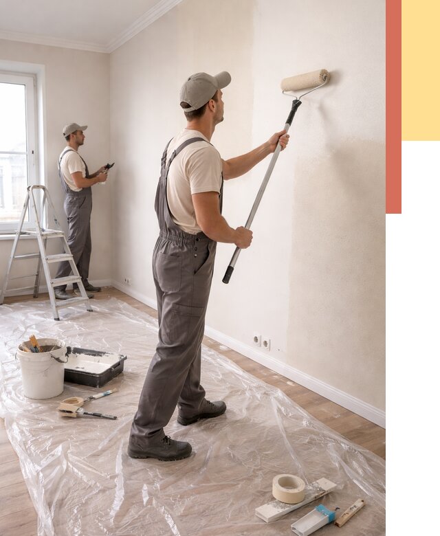 Покраска стен акриловой краской в Лениногорске от 3612 руб./м² — быстро и недорого | ОТДЕЛОЧНИК-Лнр