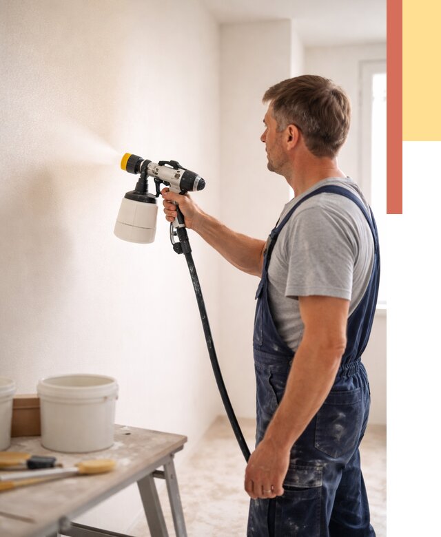 Покраска стен краскопультом в Лениногорске от 7740 руб. — механизированная покраска | ОТДЕЛОЧНИК-Лнр