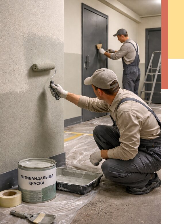 Покраска стен антивандальной краской в Лениногорске от 4644 руб./м² под ключ | ОТДЕЛОЧНИК-Лнр