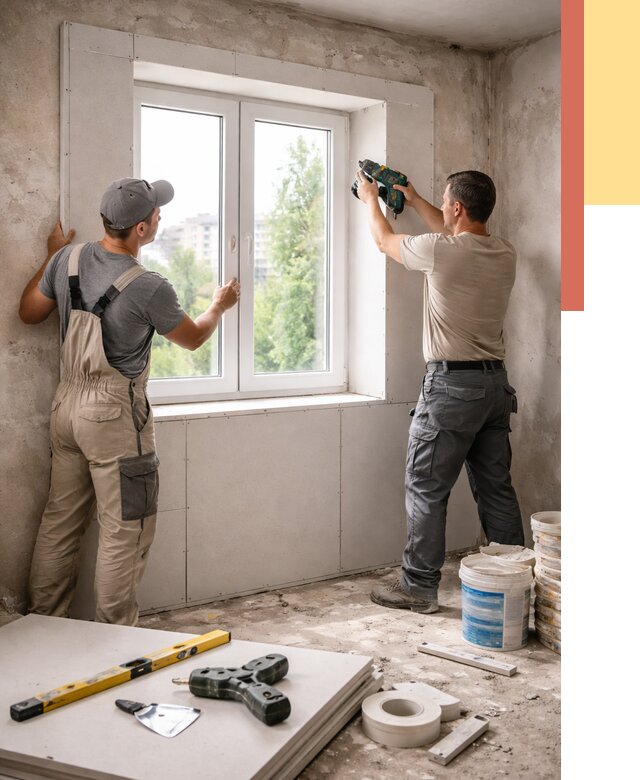 Монтаж откосов из гипсокартона в Лениногорске от 4644 руб. под ключ | ОТДЕЛОЧНИК-Лнр