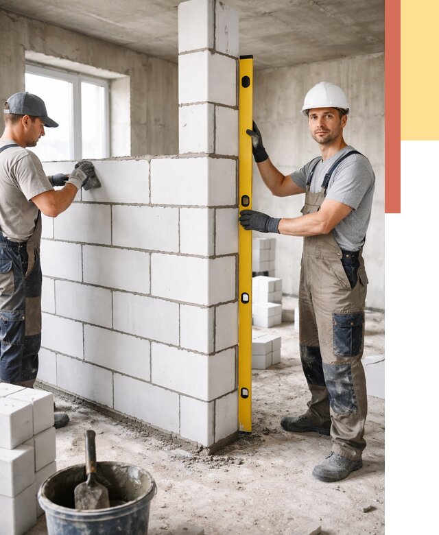 Кладка перегородок из пеноблока в Лениногорске от 1858 руб. под ключ | ОТДЕЛОЧНИК-Лнр