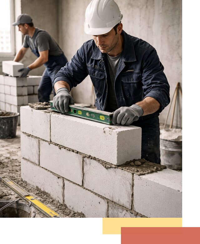 Кладка перегородок из пеноблока под ключ в Лениногорске