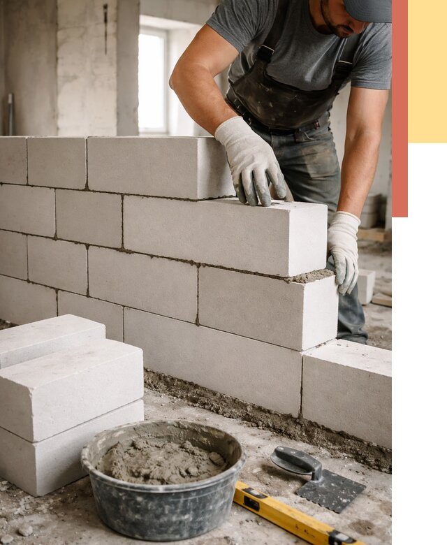 Кладка перегородок из силикатного блока в Лениногорске от 4128 руб. под ключ | ОТДЕЛОЧНИК-Лнр