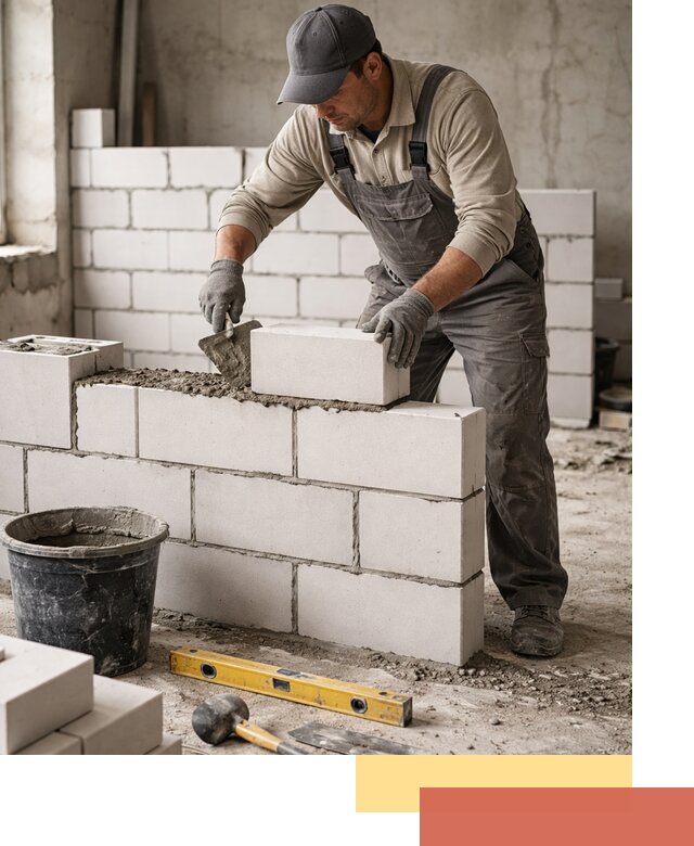 Кладка перегородок из силикатного блока в Лениногорске