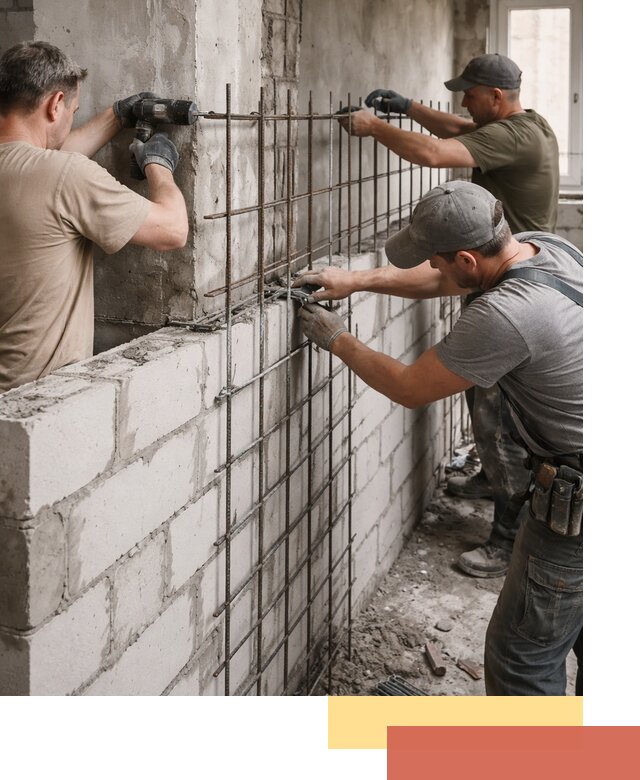 Армирование кладки перегородок в Лениногорске профессионально и надёжно