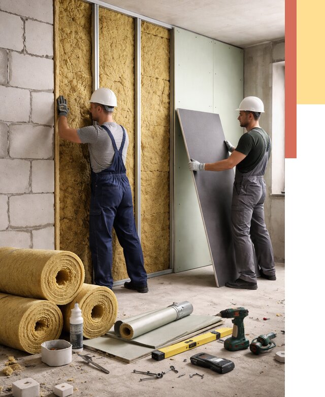 Шумоизоляция перегородок из блоков в Лениногорске от 1909 руб./м² — быстро и недорого | ОТДЕЛОЧНИК-Лнр