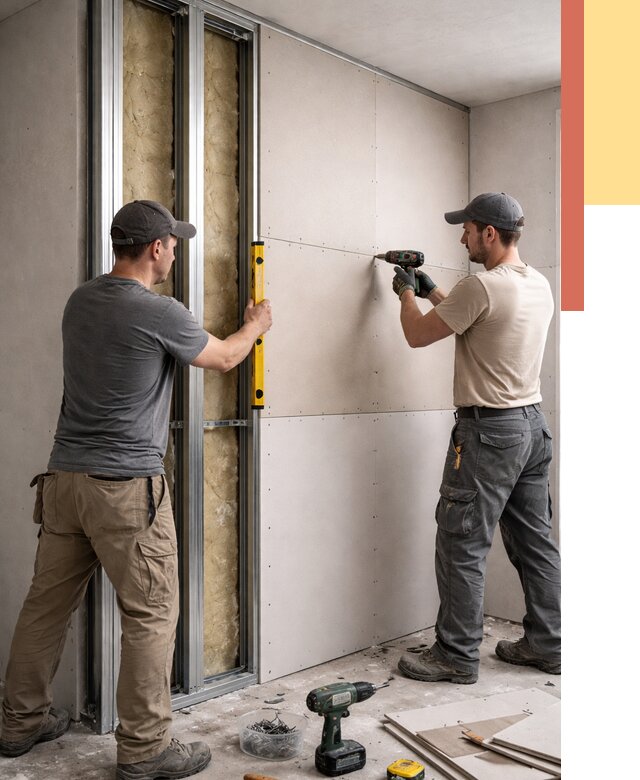 Монтаж двухслойной перегородки из гипсокартона в Лениногорске от 1496 руб. | ОТДЕЛОЧНИК-Лнр