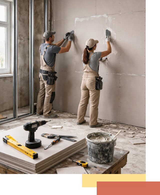 Монтаж двухслойной перегородки из гипсокартона в Лениногорске