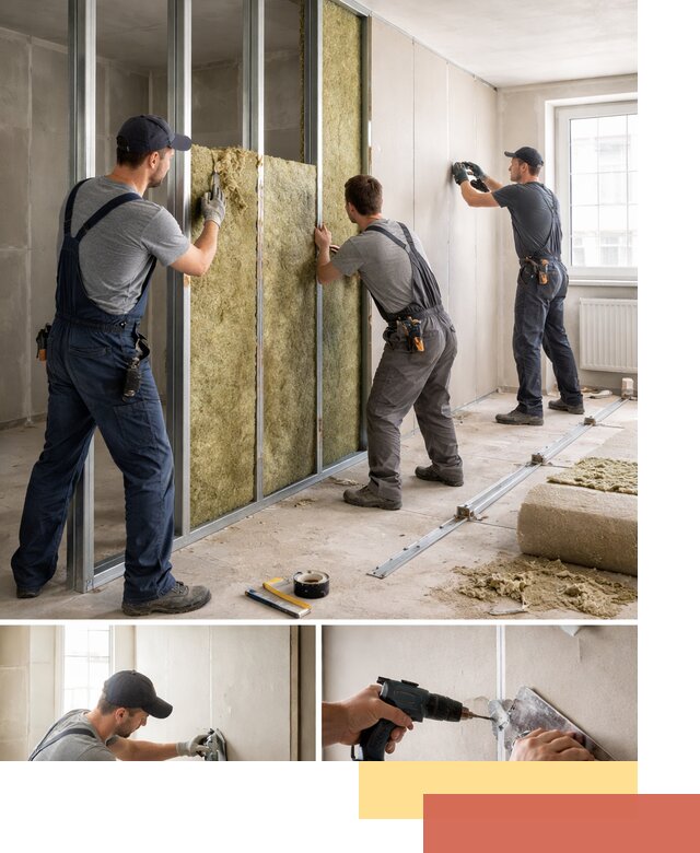 Перегородка из гипсокартона с шумоизоляцией в Лениногорске — монтаж под ключ