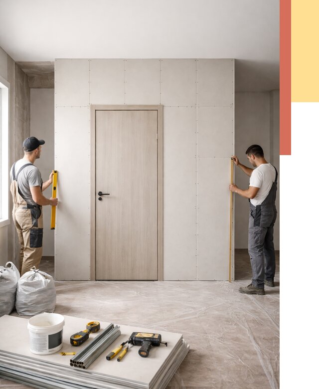 Перегородка из гипсокартона с дверью в Лениногорске от 4644 руб. под ключ | ОТДЕЛОЧНИК-Лнр