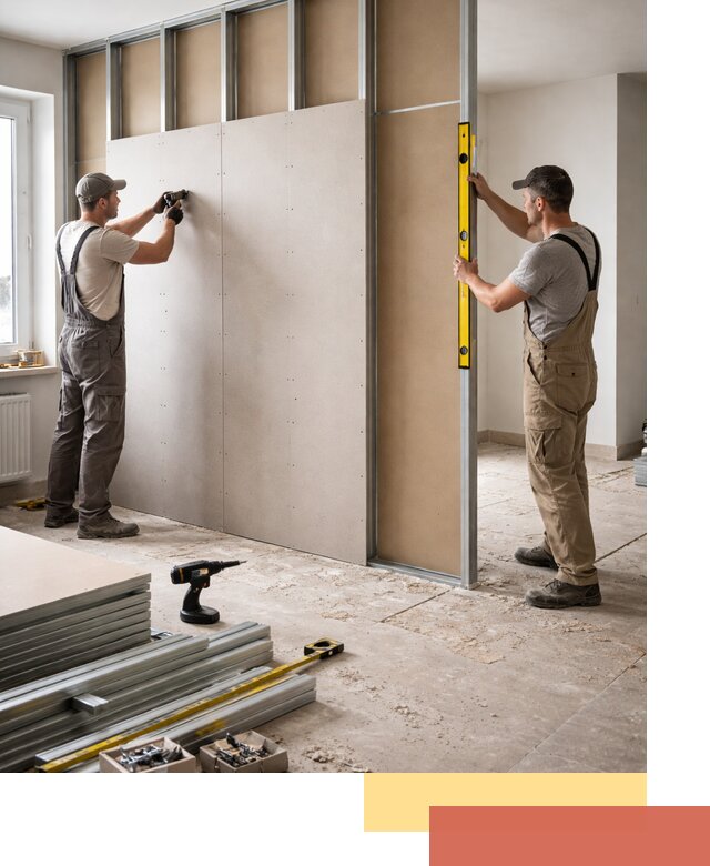 Зонирующая перегородка из гипсокартона под ключ в Лениногорске