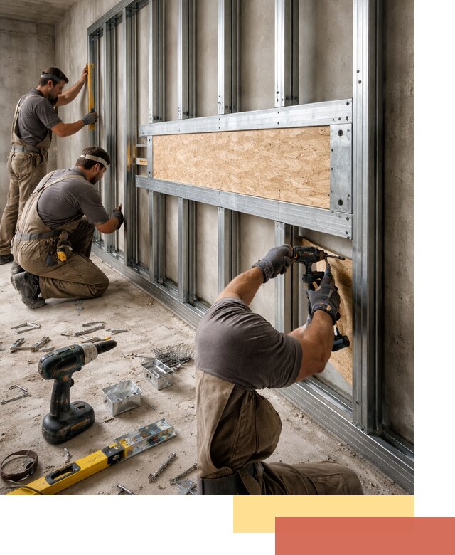 Усиленная перегородка для крепления тяжёлых конструкций в Лениногорске