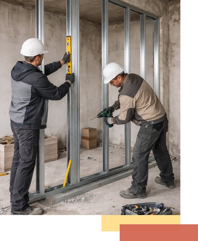 Монтаж каркаса перегородки из профиля в Лениногорске