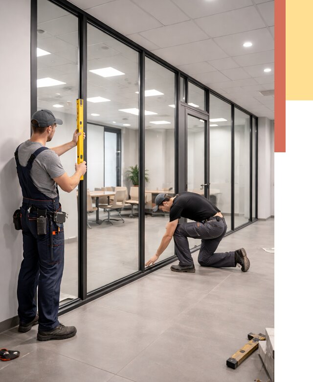 Каркасные стеклянные перегородки в Лениногорске под ключ от 9494 руб. | ОТДЕЛОЧНИК-Лнр