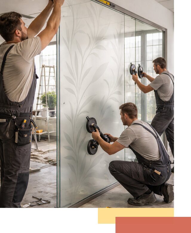 Стеклянные перегородки с рисунком на заказ в Лениногорске