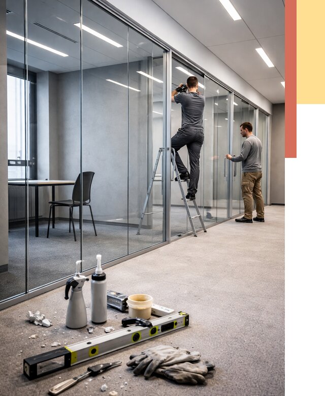 Стеклянные офисные перегородки в Лениногорске от 8772 руб. — монтаж и установка | ОТДЕЛОЧНИК-Лнр