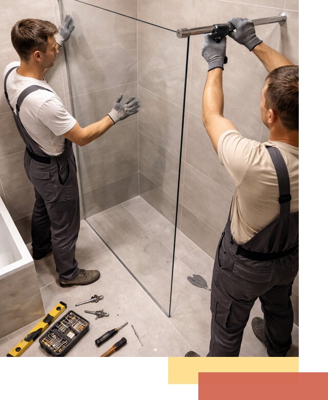 Стеклянные перегородки для душа в Лениногорске — изготовление и монтаж