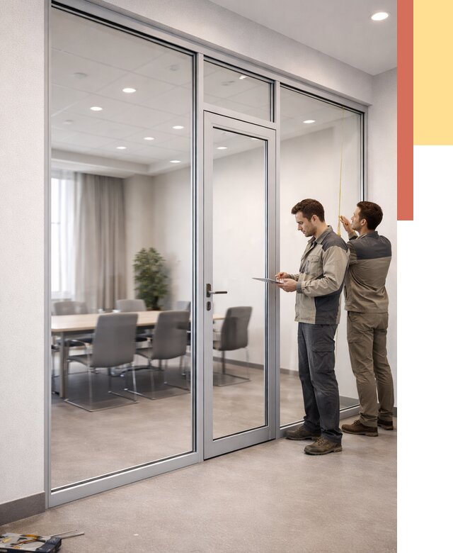 Установка и монтаж алюминиевых перегородок со стеклом в Лениногорске от 8462 руб. | ОТДЕЛОЧНИК-Лнр