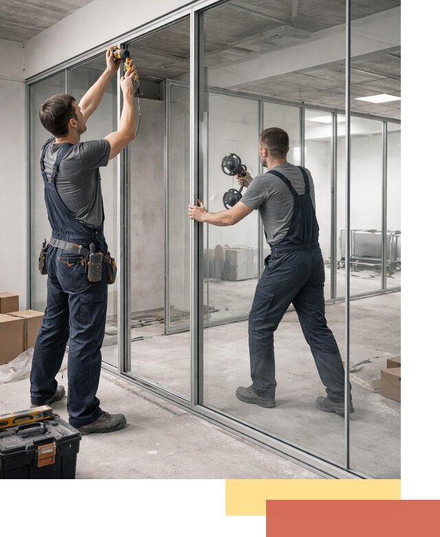 Алюминиевые перегородки со стеклом в Лениногорске — изготовление и монтаж