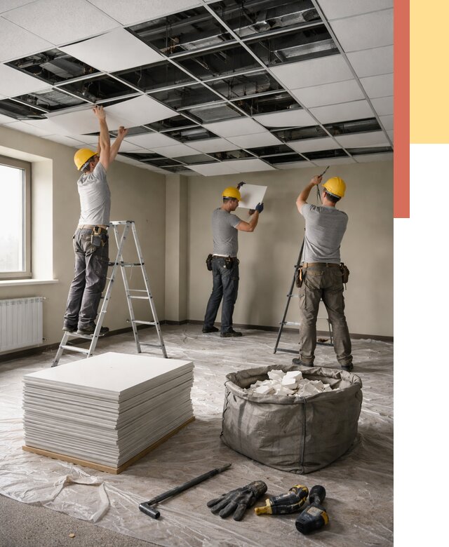 Демонтаж потолка Армстронг в Лениногорске от 4644 руб. быстро и недорого | ОТДЕЛОЧНИК-Лнр