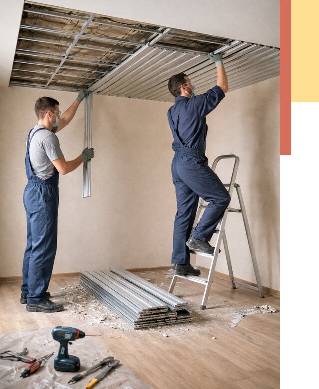 Демонтаж реечного потолка в Лениногорске от 4644 руб. быстро и недорого | ОТДЕЛОЧНИК-Лнр