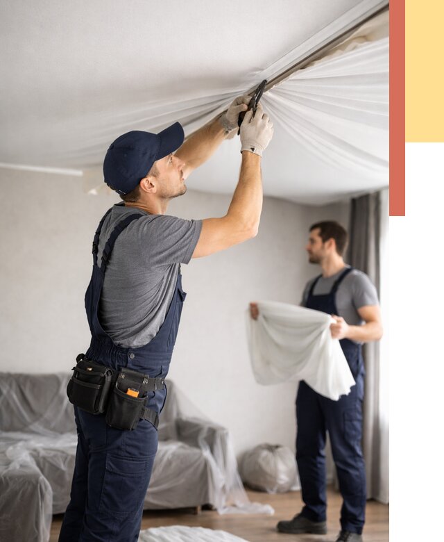 Демонтаж натяжного потолка в Лениногорске от 4644 руб. — снятие и разбор под ключ | ОТДЕЛОЧНИК-Лнр