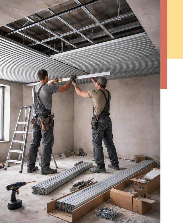 Монтаж реечного потолка в Лениногорске от 4644 руб. под ключ | ОТДЕЛОЧНИК-Лнр