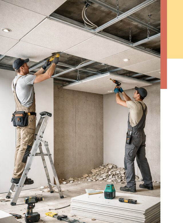 Монтаж акустического потолка в Лениногорске от 6708 руб/м2 — быстро и недорого | ОТДЕЛОЧНИК-Лнр