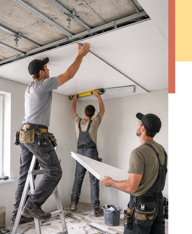 Монтаж потолка из ПВХ панелей в Лениногорске от 3612 руб./м2 — быстро и недорого | ОТДЕЛОЧНИК-Лнр