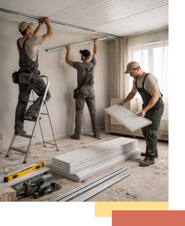 Монтаж потолка из ПВХ панелей в Лениногорске оперативно и качественно