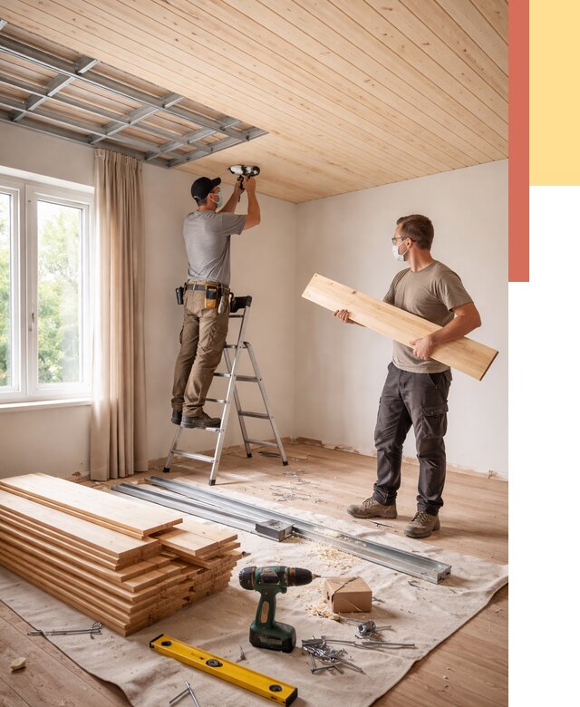 Монтаж потолка из вагонки в Лениногорске от 6708 руб. | Быстро и недорого — ОТДЕЛОЧНИК-Лнр